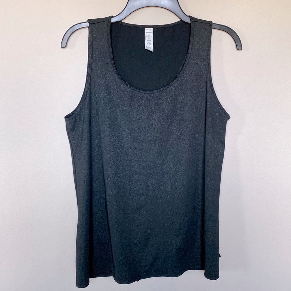 Marika Black Metallic Open Back Tank Top